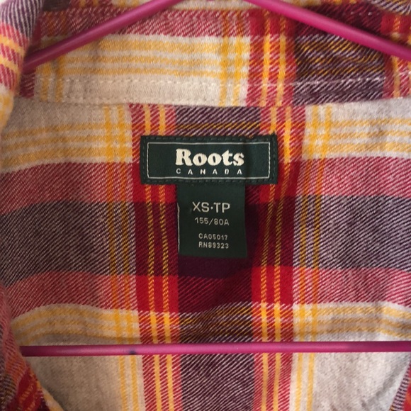 Roots 100% cotton flannel button up shirt xs - Picture 2 of 6